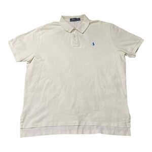 Polo Ralph Lauren‎ Polo Shirt Mens 2XL White Pique Short Sleeve Embroidered Pony